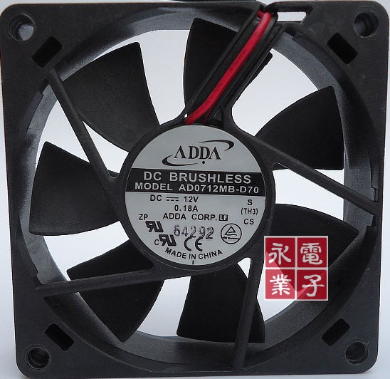 ADDA AD0712MB-D70 12V 0.18A 2wires Cooling Fan ADDA AD0712MB-D70 12V 0.18A 2wires Cooling Fan